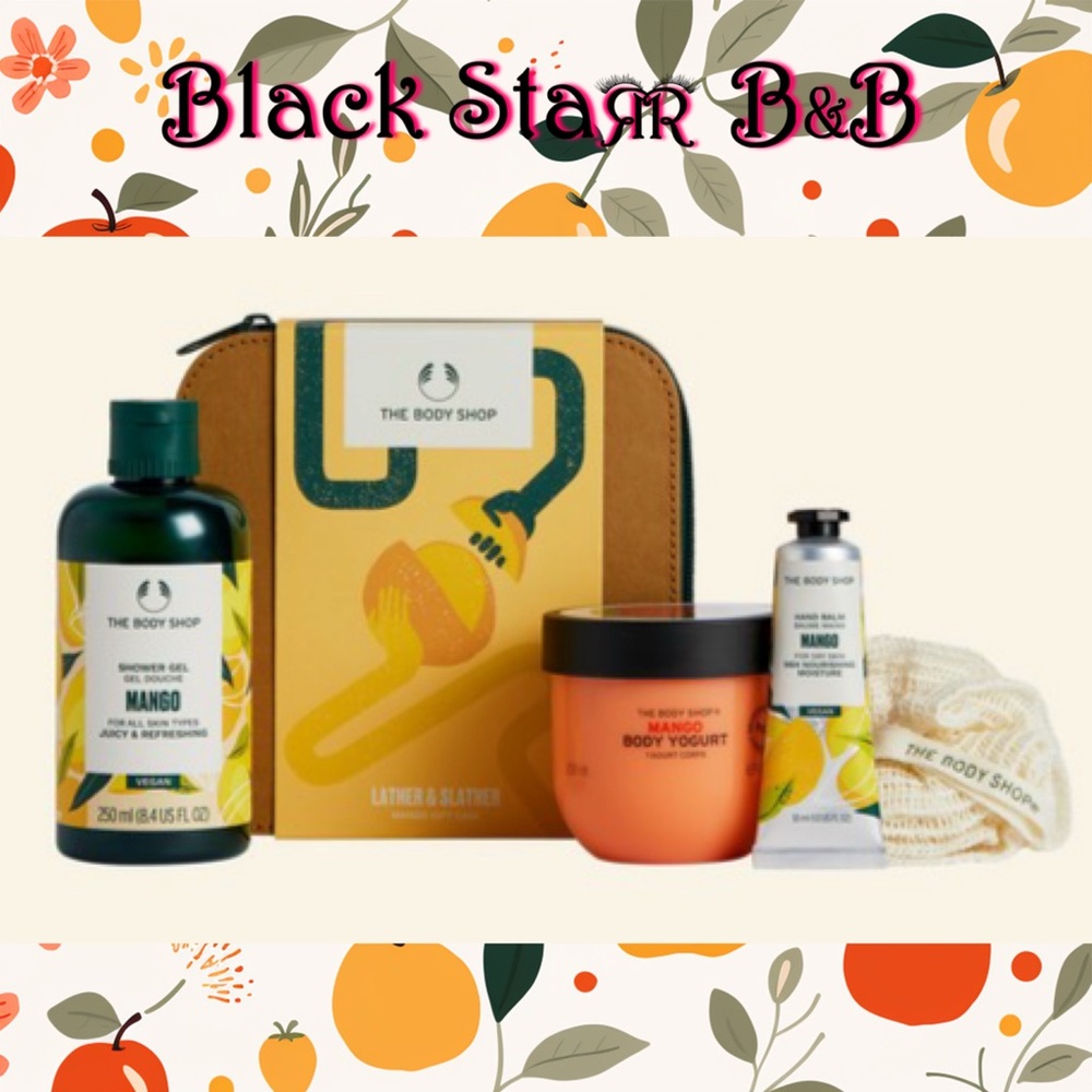 🥭“The Body Shop” Lather & Slather Mango 4-Piece Gift Set. NEW